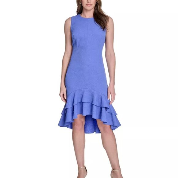 Tommy Hilfiger Women's Jacquard Tiered High-Low Hem Dress Size 16 pre-owned - Picture 1 of 13